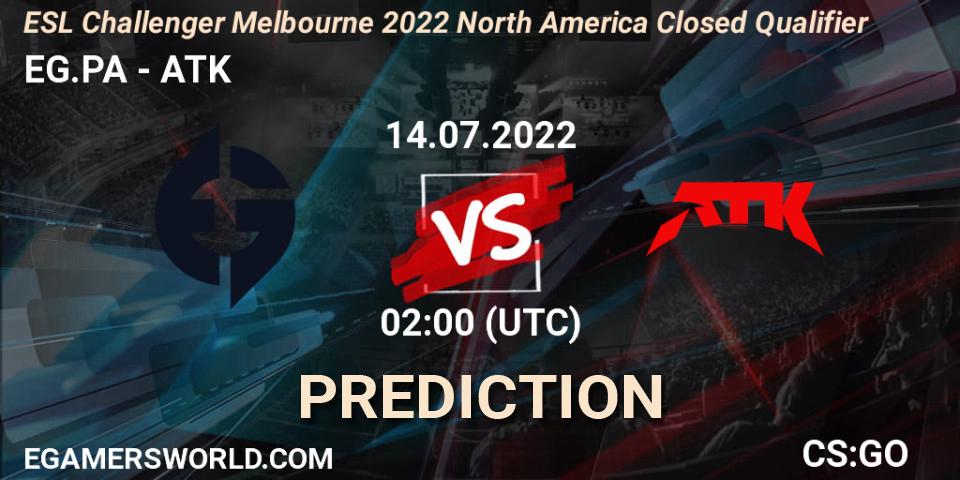 EG.PA - ATK: Maç tahminleri. 14.07.2022 at 02:00, Counter-Strike (CS2), ESL Challenger Melbourne 2022 North America Closed Qualifier