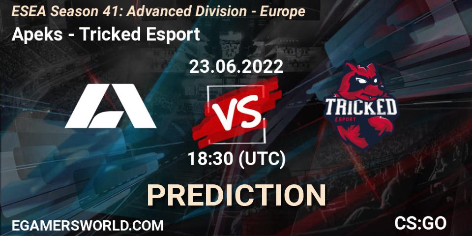 Apeks - Tricked Esport: Maç tahminleri. 23.06.2022 at 18:00, Counter-Strike (CS2), ESEA Season 41: Advanced Division - Europe
