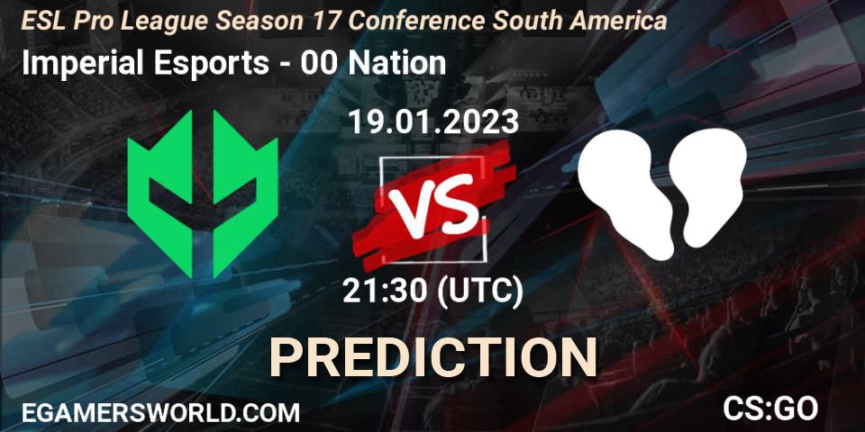 Imperial Esports - 00 Nation: Maç tahminleri. 19.01.2023 at 21:30, Counter-Strike (CS2), ESL Pro League Season 17 Conference South America