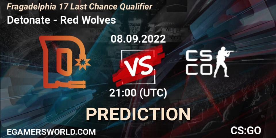Detonate - Red Wolves: Maç tahminleri. 08.09.2022 at 21:15, Counter-Strike (CS2), Fragadelphia 17 Last Chance Qualifier