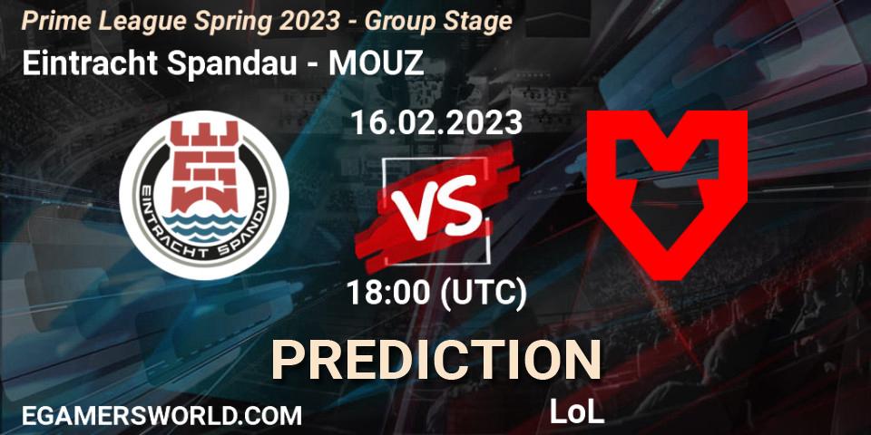 Eintracht Spandau - MOUZ: Maç tahminleri. 16.02.2023 at 19:00, LoL, Prime League Spring 2023 - Group Stage