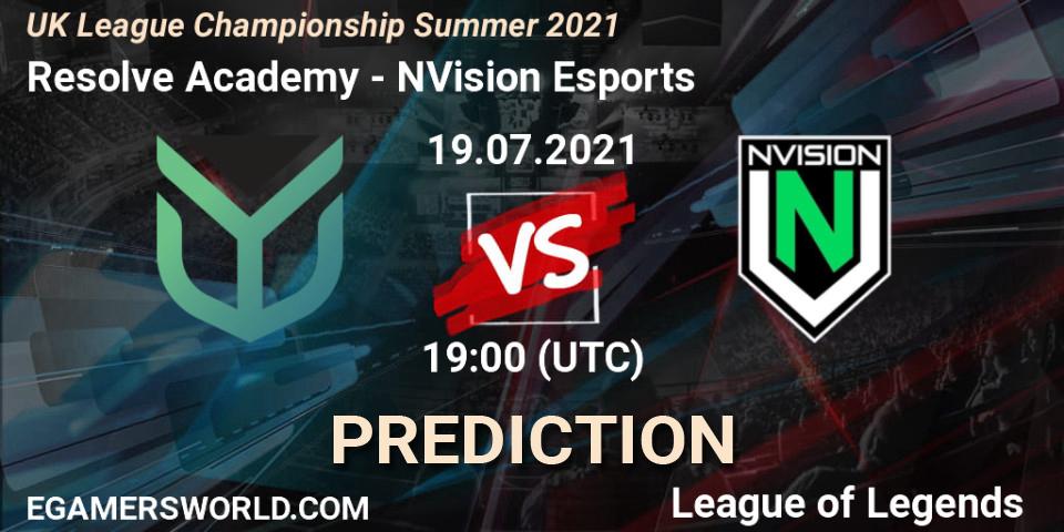Resolve Academy - NVision Esports: Maç tahminleri. 19.07.2021 at 19:00, LoL, UK League Championship Summer 2021