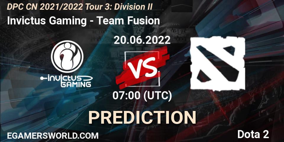Invictus Gaming - Team Fusion: Maç tahminleri. 20.06.2022 at 07:12, Dota 2, DPC CN 2021/2022 Tour 3: Division II