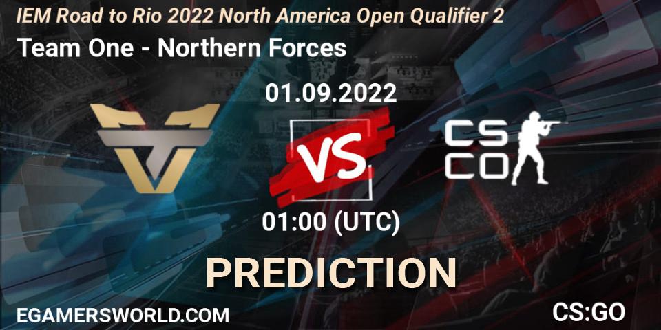Team One - Northern Forces: Maç tahminleri. 01.09.2022 at 01:00, Counter-Strike (CS2), IEM Road to Rio 2022 North America Open Qualifier 2