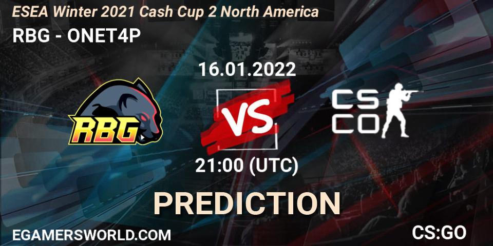 RBG - ONET4P: Maç tahminleri. 16.01.22, CS2 (CS:GO), ESEA Winter 2021 Cash Cup 2 North America