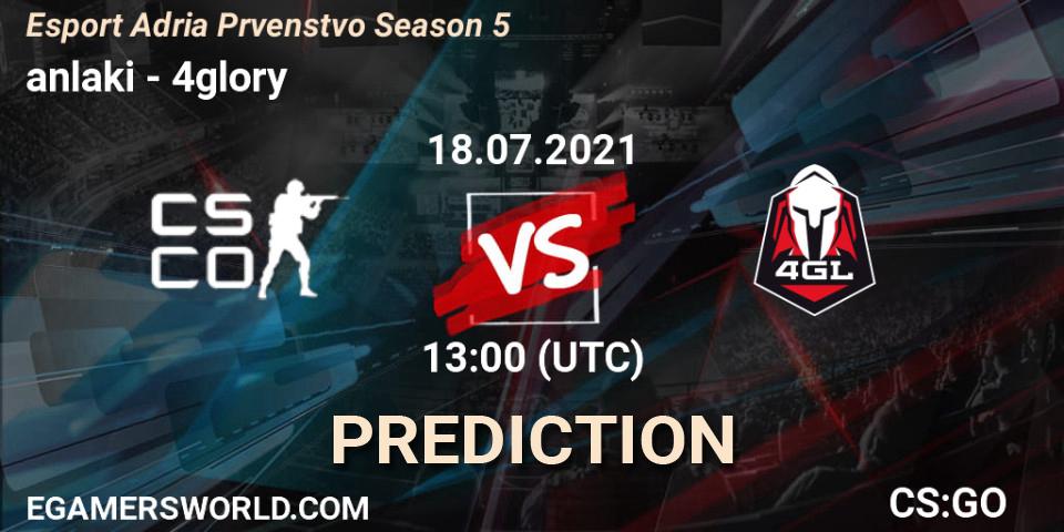 anlaki - 4glory: Maç tahminleri. 18.07.2021 at 13:10, Counter-Strike (CS2), Esport Adria Prvenstvo Season 5