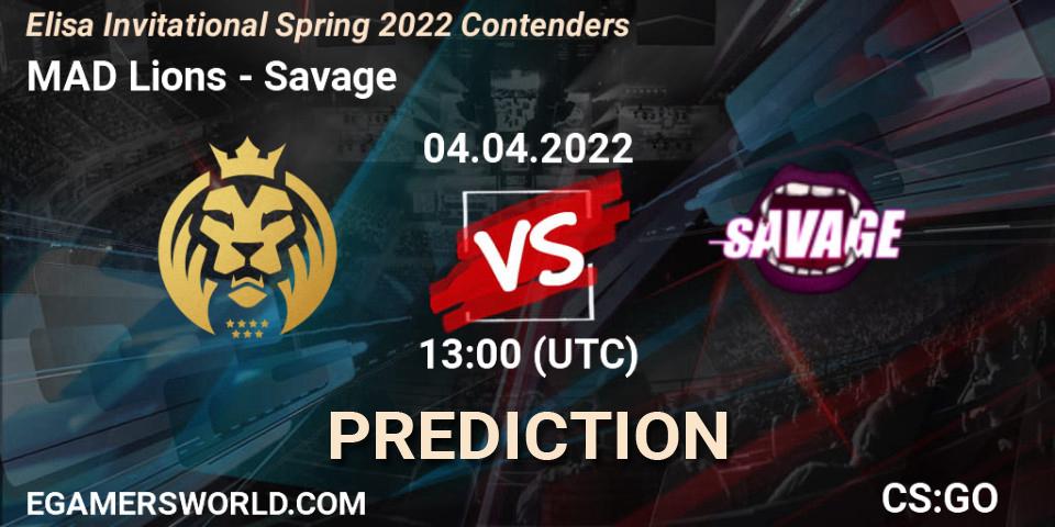 MAD Lions - Savage: Maç tahminleri. 04.04.22, CS2 (CS:GO), Elisa Invitational Spring 2022 Contenders