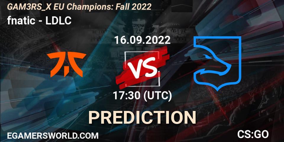 fnatic - LDLC: Maç tahminleri. 16.09.2022 at 17:30, Counter-Strike (CS2), GAM3RS_X EU Champions: Fall 2022