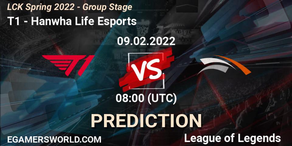 T1 - Hanwha Life Esports: Maç tahminleri. 09.02.2022 at 08:00, LoL, LCK Spring 2022 - Group Stage