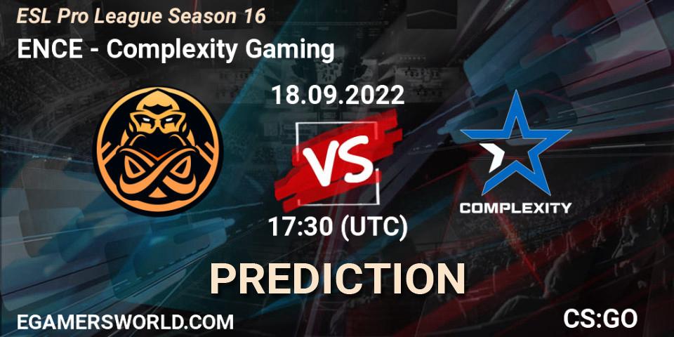 ENCE - Complexity Gaming: Maç tahminleri. 18.09.2022 at 17:30, Counter-Strike (CS2), ESL Pro League Season 16