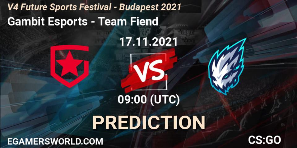 Gambit Esports - Team Fiend: Maç tahminleri. 17.11.2021 at 09:00, Counter-Strike (CS2), V4 Future Sports Festival - Budapest 2021