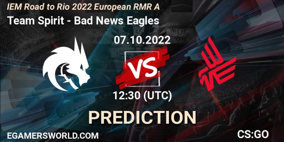 Team Spirit - Bad News Eagles: Maç tahminleri. 07.10.2022 at 12:30, Counter-Strike (CS2), IEM Road to Rio 2022 European RMR A