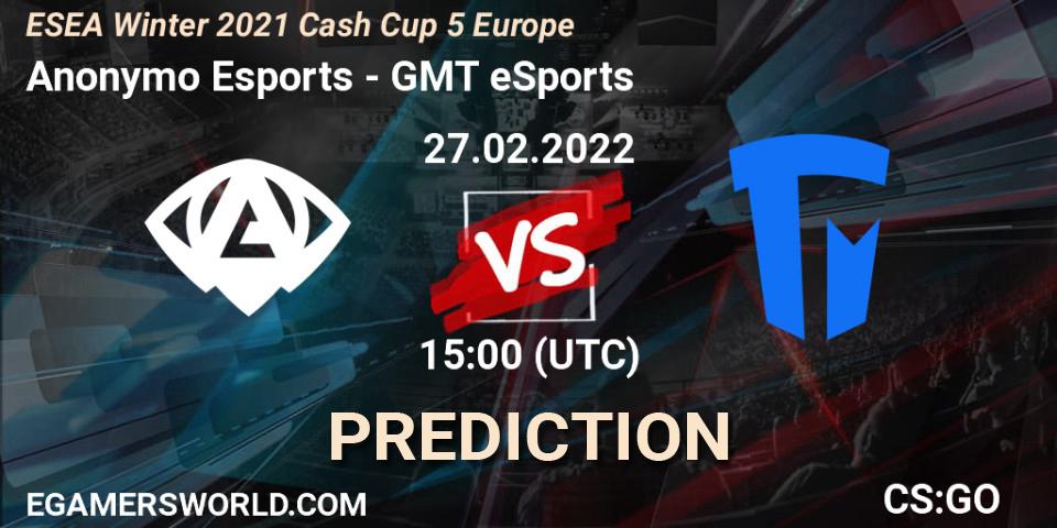 Anonymo Esports - GMT eSports: Maç tahminleri. 27.02.2022 at 15:00, Counter-Strike (CS2), ESEA Winter 2021 Cash Cup 5 Europe