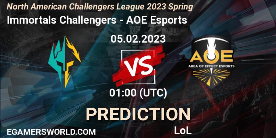 Immortals Challengers - AOE Esports: Maç tahminleri. 05.02.23, LoL, NACL 2023 Spring - Group Stage