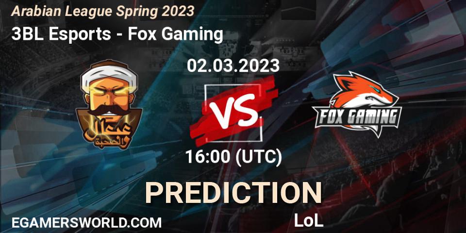 3BL Esports - Fox Gaming: Maç tahminleri. 09.02.23, LoL, Arabian League Spring 2023