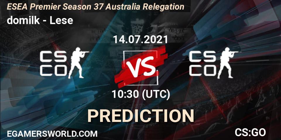 domilk - Lese: Maç tahminleri. 14.07.2021 at 10:30, Counter-Strike (CS2), ESEA Premier Season 37 Australia Relegation