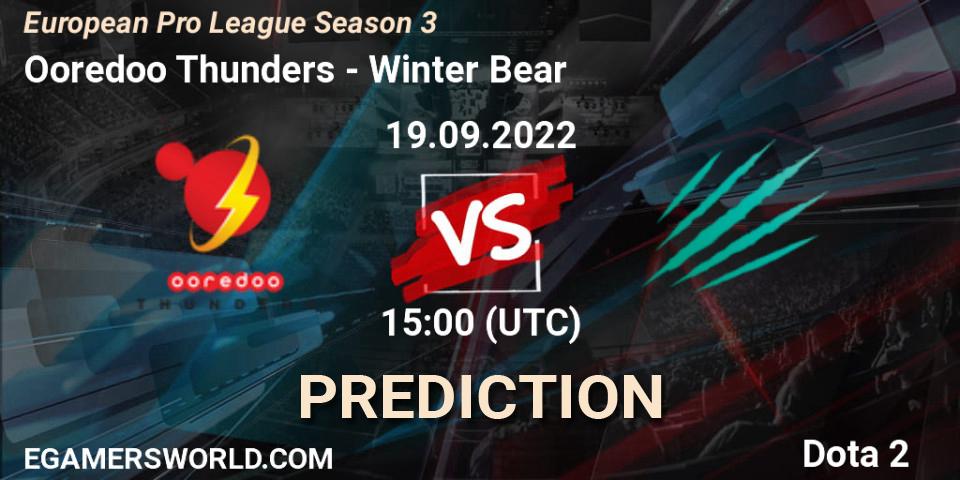 Ooredoo Thunders - Winter Bear: Maç tahminleri. 20.09.2022 at 18:15, Dota 2, European Pro League Season 3 
