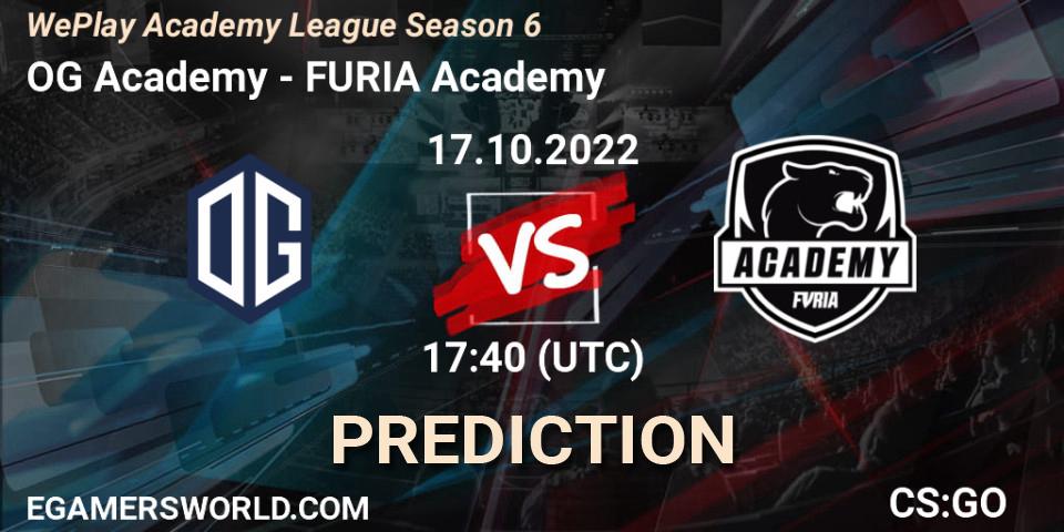 OG Academy - FURIA Academy: Maç tahminleri. 17.10.22, CS2 (CS:GO), WePlay Academy League Season 6