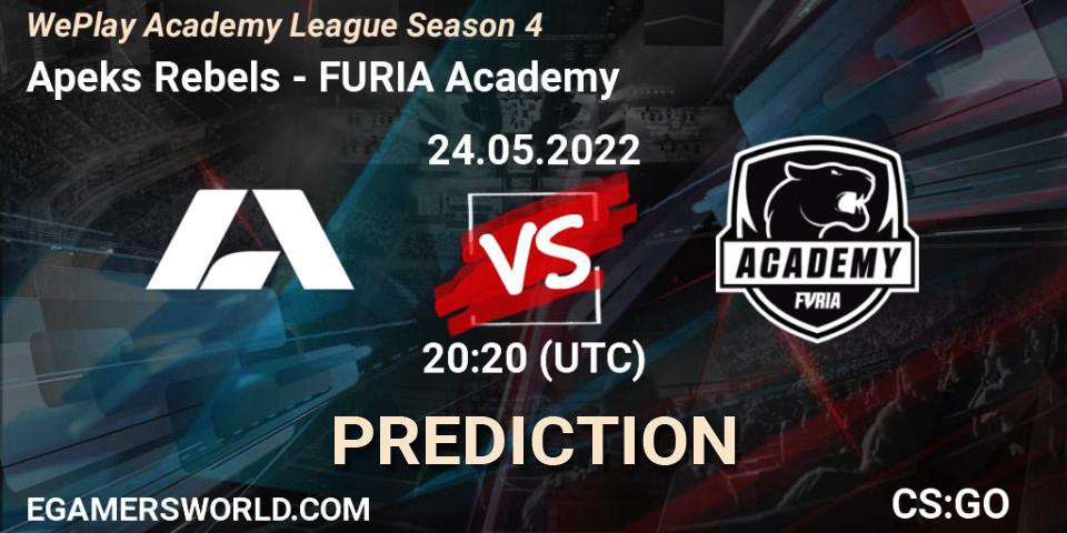 Apeks Rebels - FURIA Academy: Maç tahminleri. 24.05.2022 at 19:20, Counter-Strike (CS2), WePlay Academy League Season 4