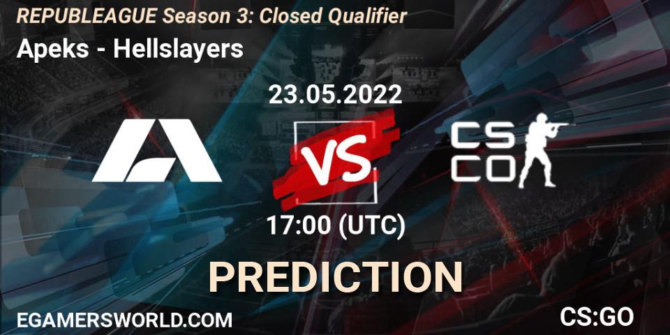 Apeks - Hellslayers: Maç tahminleri. 23.05.2022 at 17:25, Counter-Strike (CS2), REPUBLEAGUE Season 3: Closed Qualifier