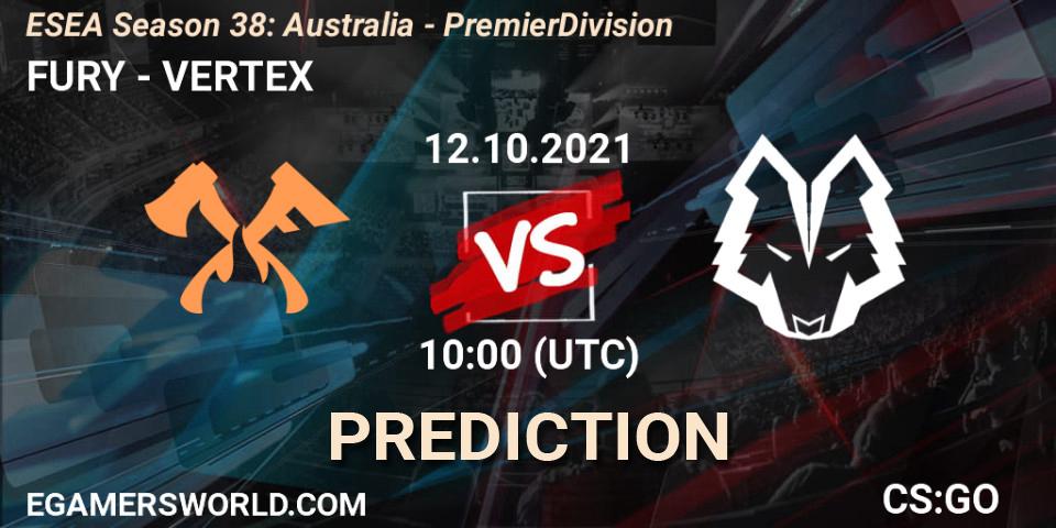 FURY - VERTEX: Maç tahminleri. 12.10.21, CS2 (CS:GO), ESEA Season 38: Australia - Premier Division