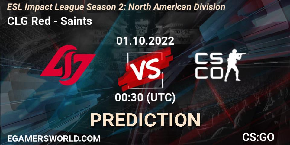 CLG Red - Saints: Maç tahminleri. 01.10.2022 at 00:30, Counter-Strike (CS2), ESL Impact League Season 2: North American Division