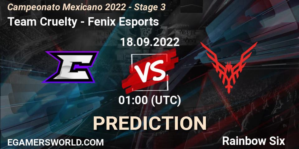 Team Cruelty - Fenix Esports: Maç tahminleri. 18.09.2022 at 01:00, Rainbow Six, Campeonato Mexicano 2022 - Stage 3