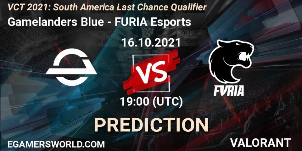 Gamelanders Blue - FURIA Esports: Maç tahminleri. 16.10.2021 at 20:00, VALORANT, VCT 2021: South America Last Chance Qualifier