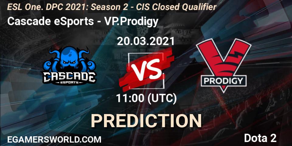 Cascade eSports - VP.Prodigy: Maç tahminleri. 20.03.2021 at 11:01, Dota 2, ESL One. DPC 2021: Season 2 - CIS Closed Qualifier