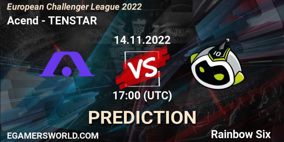 Acend - TENSTAR: Maç tahminleri. 14.11.2022 at 17:00, Rainbow Six, European Challenger League 2022