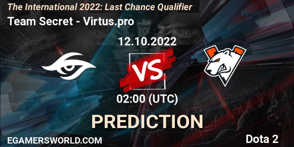 Team Secret - Virtus.pro: Maç tahminleri. 12.10.22, Dota 2, The International 2022: Last Chance Qualifier