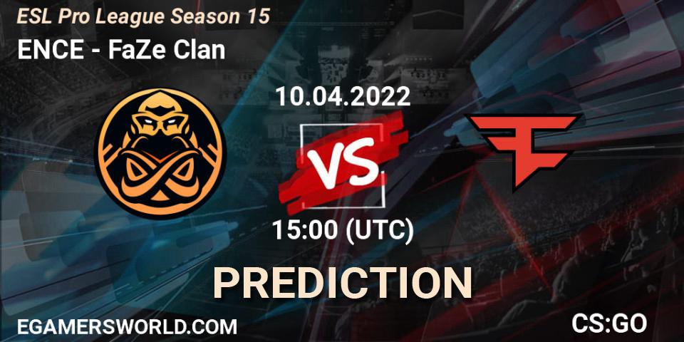 ENCE - FaZe Clan: Maç tahminleri. 10.04.2022 at 15:00, Counter-Strike (CS2), ESL Pro League Season 15