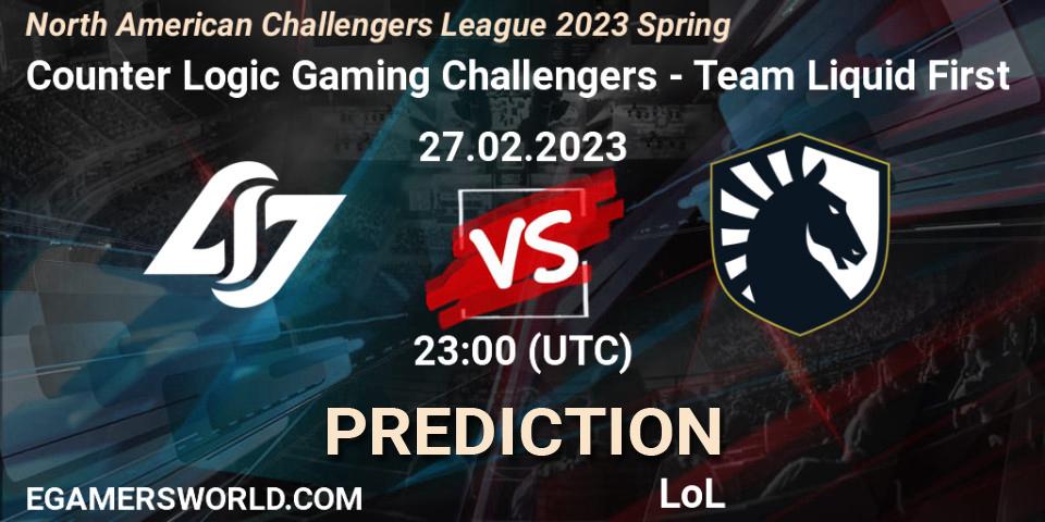 Counter Logic Gaming Challengers - Team Liquid First: Maç tahminleri. 27.02.23, LoL, NACL 2023 Spring - Group Stage