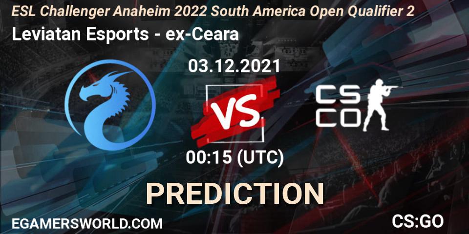 Leviatan Esports - ex-Ceara: Maç tahminleri. 03.12.2021 at 00:45, Counter-Strike (CS2), ESL Challenger Anaheim 2022 South America Open Qualifier 2