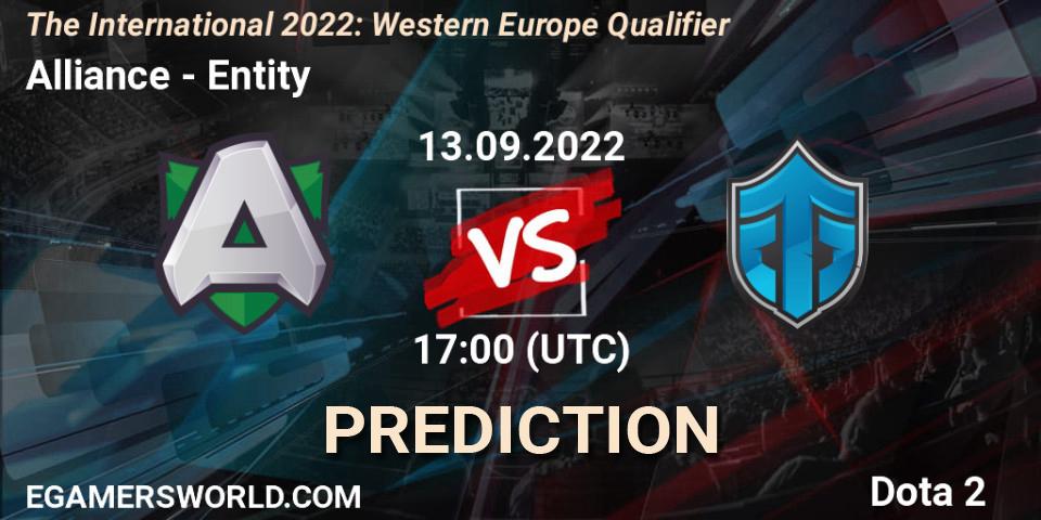 Alliance - Entity: Maç tahminleri. 13.09.22, Dota 2, The International 2022: Western Europe Qualifier