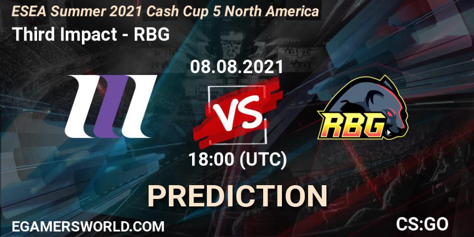 Third Impact - RBG: Maç tahminleri. 08.08.2021 at 20:00, Counter-Strike (CS2), ESEA Cash Cup: North America - Summer 2021 #5