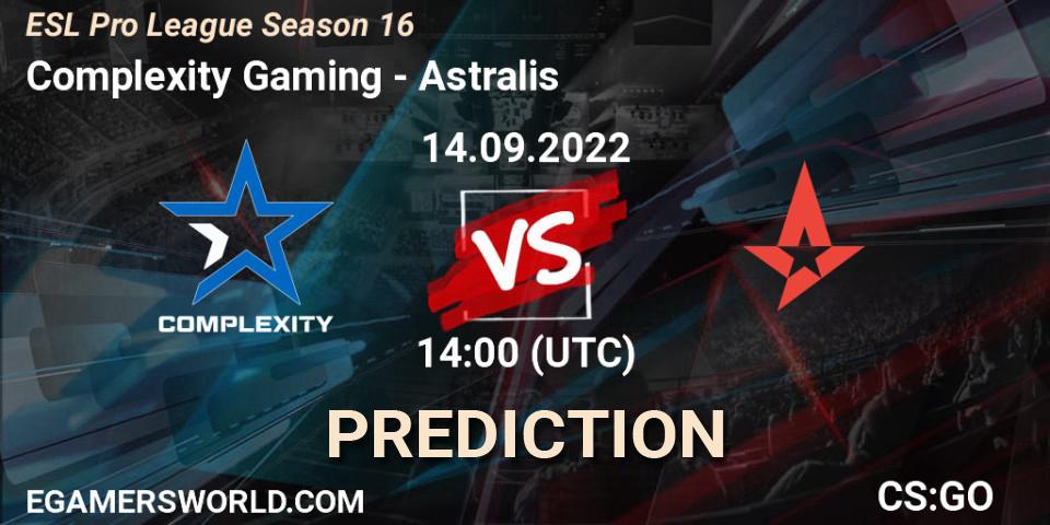 Complexity Gaming - Astralis: Maç tahminleri. 14.09.2022 at 14:00, Counter-Strike (CS2), ESL Pro League Season 16