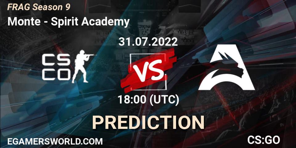 Monte - Spirit Academy: Maç tahminleri. 31.07.2022 at 18:10, Counter-Strike (CS2), FRAG Season 9