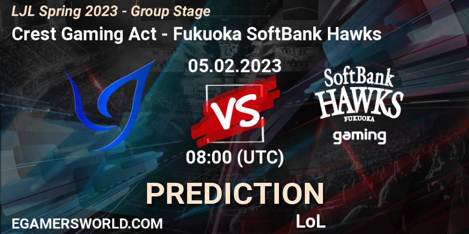 Crest Gaming Act - Fukuoka SoftBank Hawks: Maç tahminleri. 05.02.23, LoL, LJL Spring 2023 - Group Stage