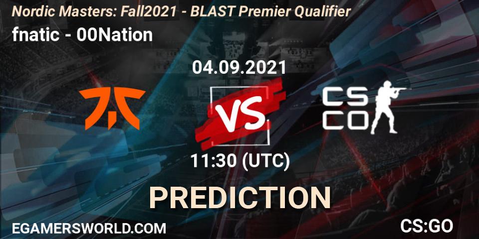 fnatic - 00Nation: Maç tahminleri. 04.09.2021 at 11:30, Counter-Strike (CS2), Nordic Masters: Fall 2021 - BLAST Premier Qualifier