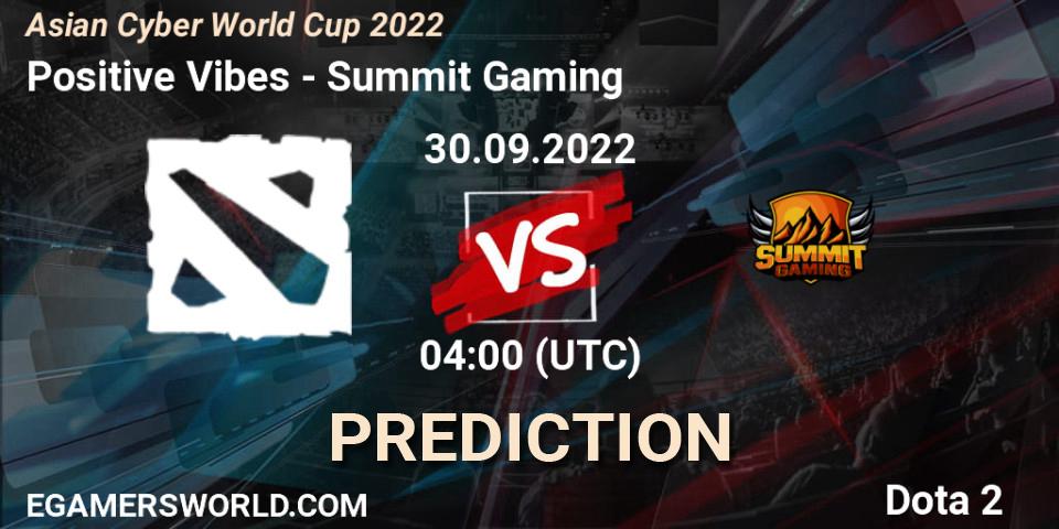 Positive Vibes - Summit Gaming: Maç tahminleri. 30.09.2022 at 04:11, Dota 2, Asian Cyber World Cup 2022