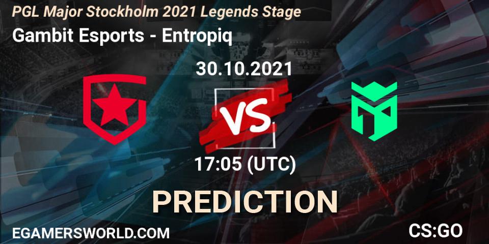 Gambit Esports - Entropiq: Maç tahminleri. 30.10.2021 at 17:10, Counter-Strike (CS2), PGL Major Stockholm 2021 Legends Stage