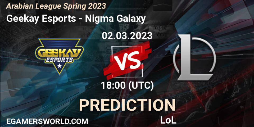 Geekay Esports - Nigma Galaxy MENA: Maç tahminleri. 09.02.23, LoL, Arabian League Spring 2023