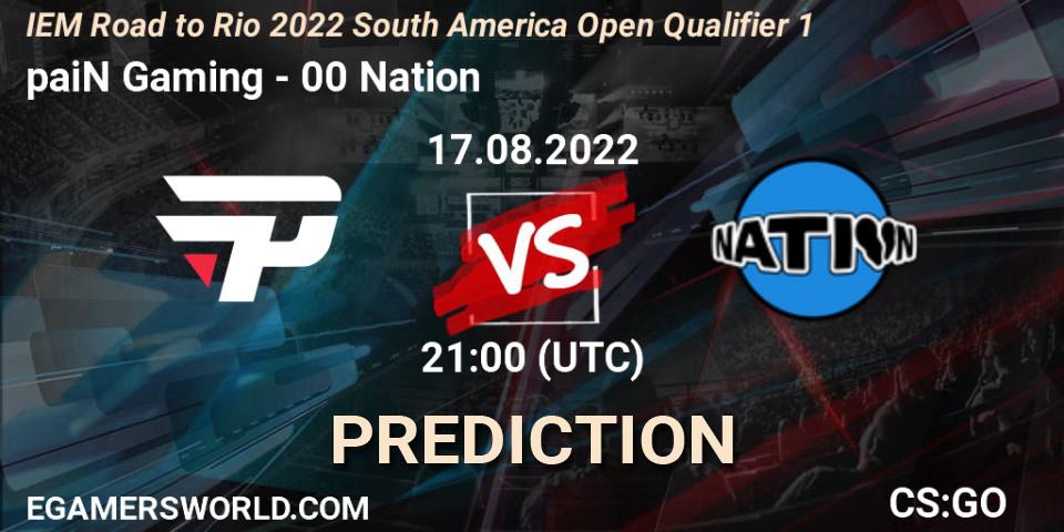 paiN Gaming - 00 Nation: Maç tahminleri. 17.08.2022 at 21:00, Counter-Strike (CS2), IEM Road to Rio 2022 South America Open Qualifier 1