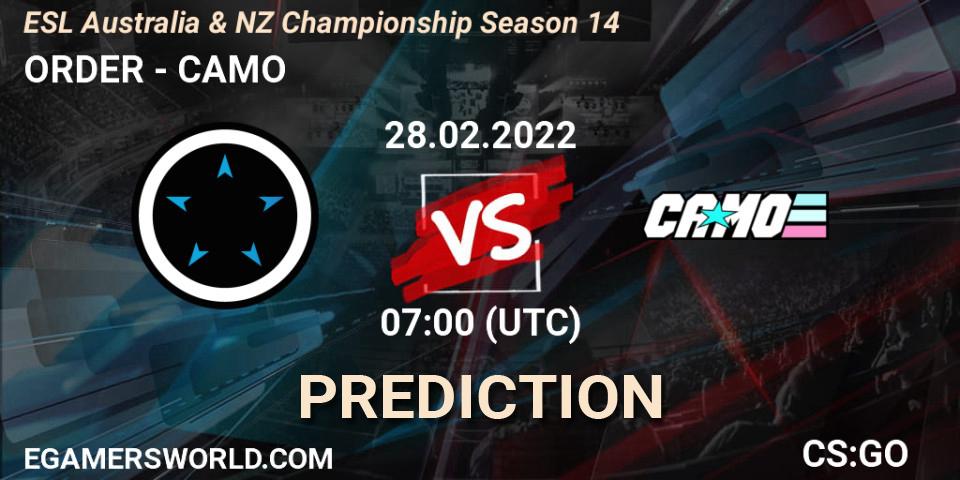 ORDER - CAMO: Maç tahminleri. 28.02.2022 at 07:00, Counter-Strike (CS2), ESL Australia & NZ Championship Season 14