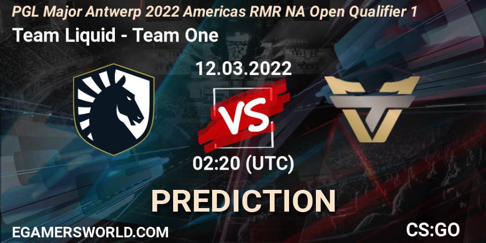 Team Liquid - Team One: Maç tahminleri. 12.03.2022 at 02:20, Counter-Strike (CS2), PGL Major Antwerp 2022 Americas RMR NA Open Qualifier 1