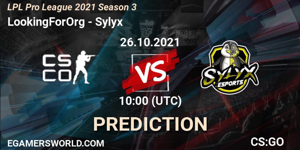 LookingForOrg - Sylyx: Maç tahminleri. 26.10.2021 at 10:10, Counter-Strike (CS2), LPL Pro League 2021 Season 3