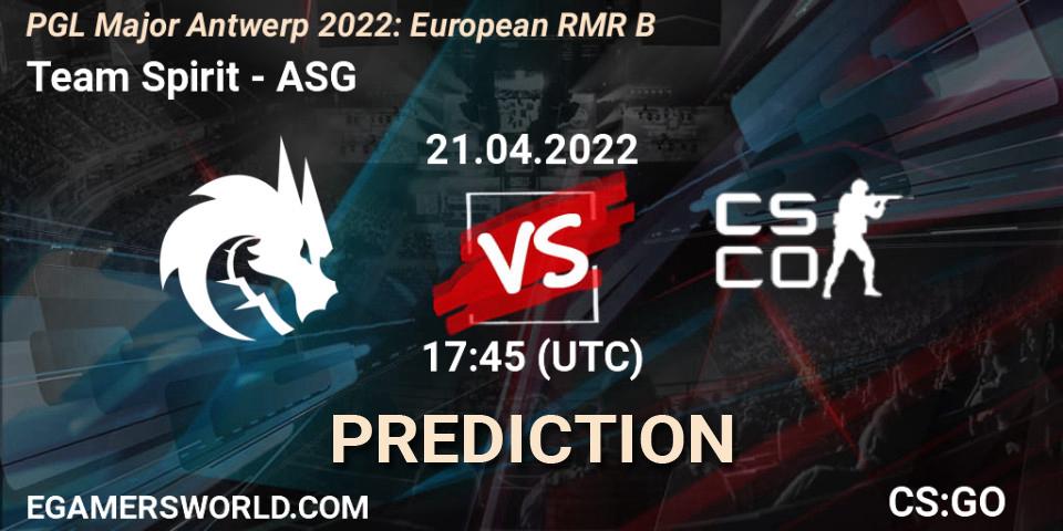 Team Spirit - ASG: Maç tahminleri. 21.04.2022 at 17:40, Counter-Strike (CS2), PGL Major Antwerp 2022: European RMR B