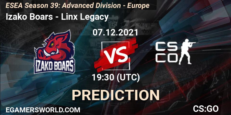 Izako Boars - Linx Legacy eSport: Maç tahminleri. 07.12.21, CS2 (CS:GO), ESEA Season 39: Advanced Division - Europe