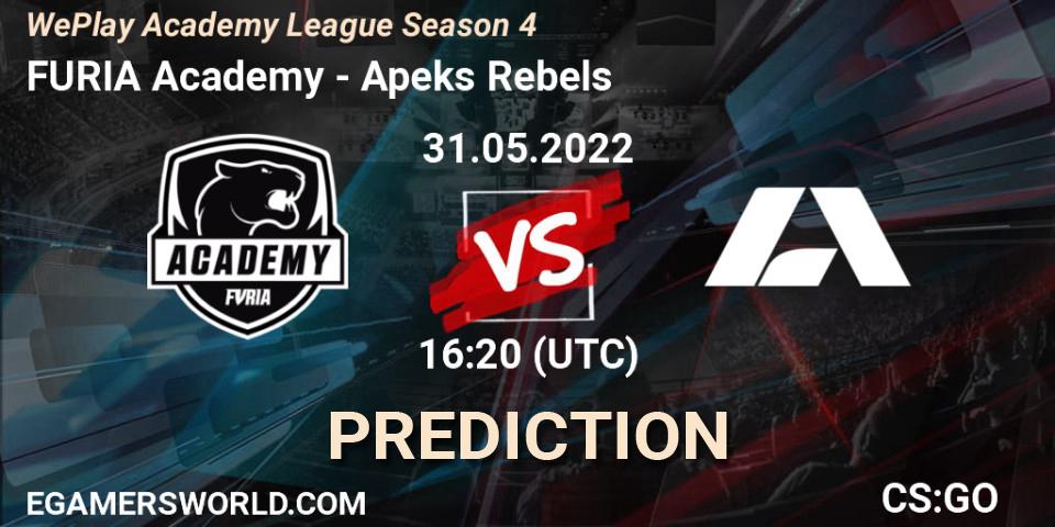 FURIA Academy - Apeks Rebels: Maç tahminleri. 31.05.2022 at 16:10, Counter-Strike (CS2), WePlay Academy League Season 4